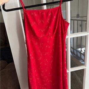 a.n.a Strapless Red Floral Dress